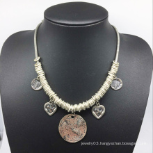 Alloy Ring Parts Drops Chain Necklace (XJW13790)